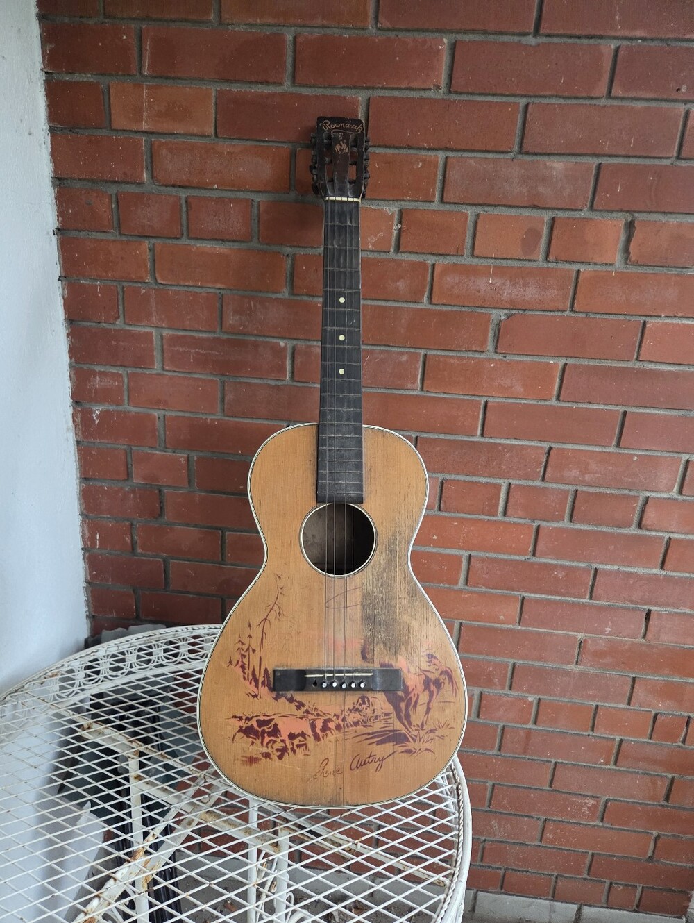 Vintage 1937 Supertone Gene Autry "Round-Up" Parlor Guitar - Rare Stencil